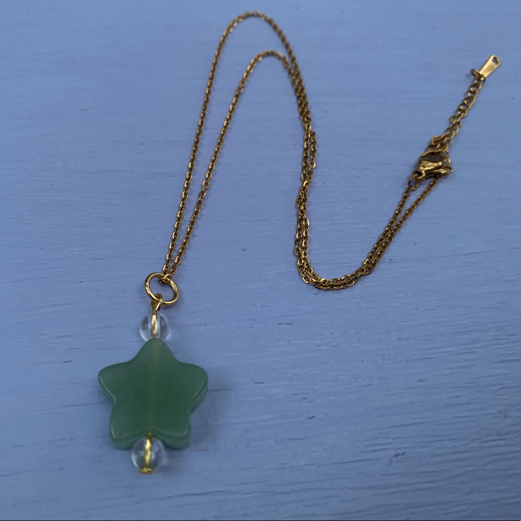 Green Aventurine Star Pendant Crystal Star Gold Star Necklace
